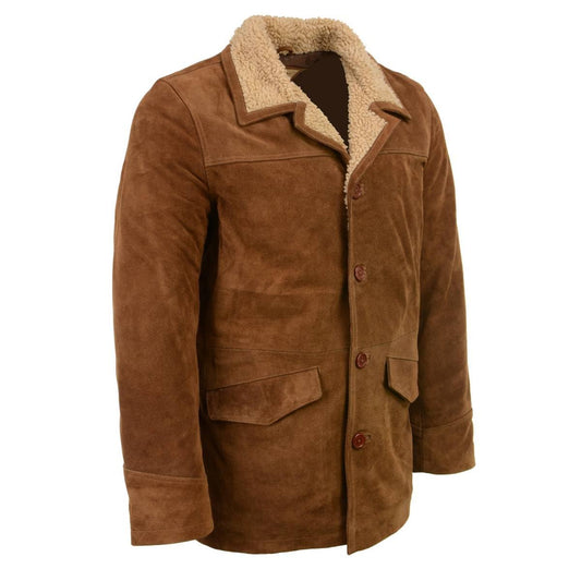 Milwaukee Leather Vintage SFM1819 Men's Western Style Long Brown Suede Leather Fashion Coat Jacket - Small