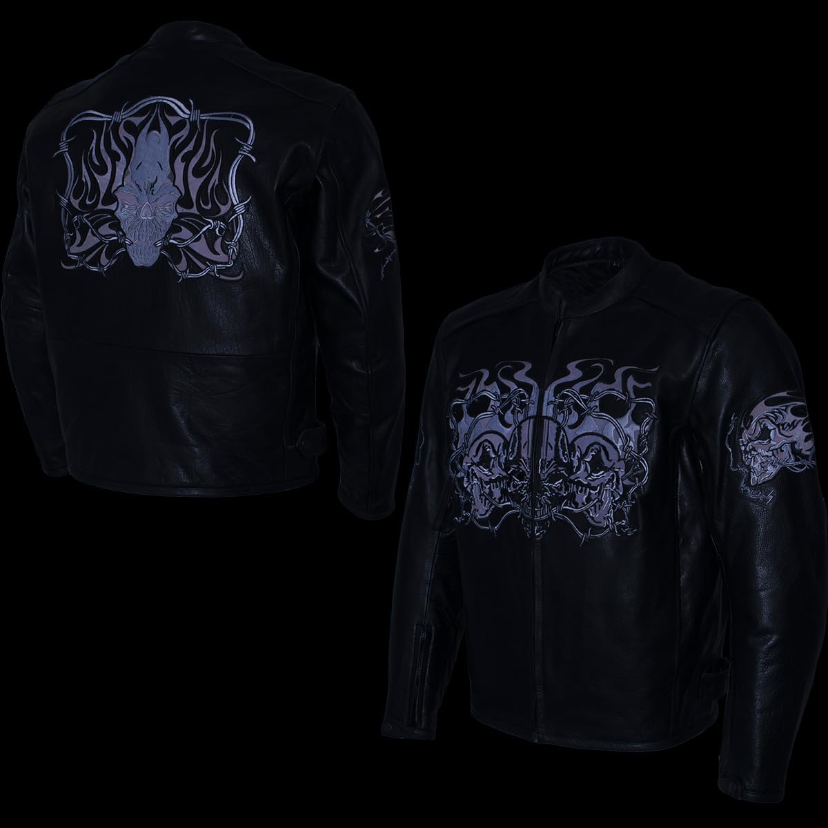 Milwaukee Leather Men's Racer Style Premium Leather Motorcycle Jackets - Large
