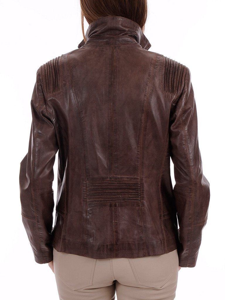 Captain Cory Women Marvel Browny Lambskin Genuine Leather Jacket - Motorcycle Lightweight Biker Jacket for Casual Wear