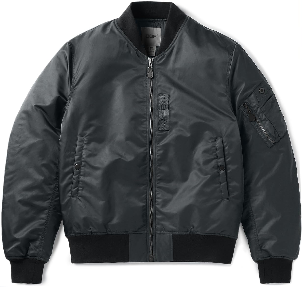CQR Men's Casual Bomber Jacket, Outdoor Fall/Winter Zip-Up Windbreaker, Water Resistant Padded MA-1 Flight Jacket with Pocket, Watcher Carbon Grey, Medium