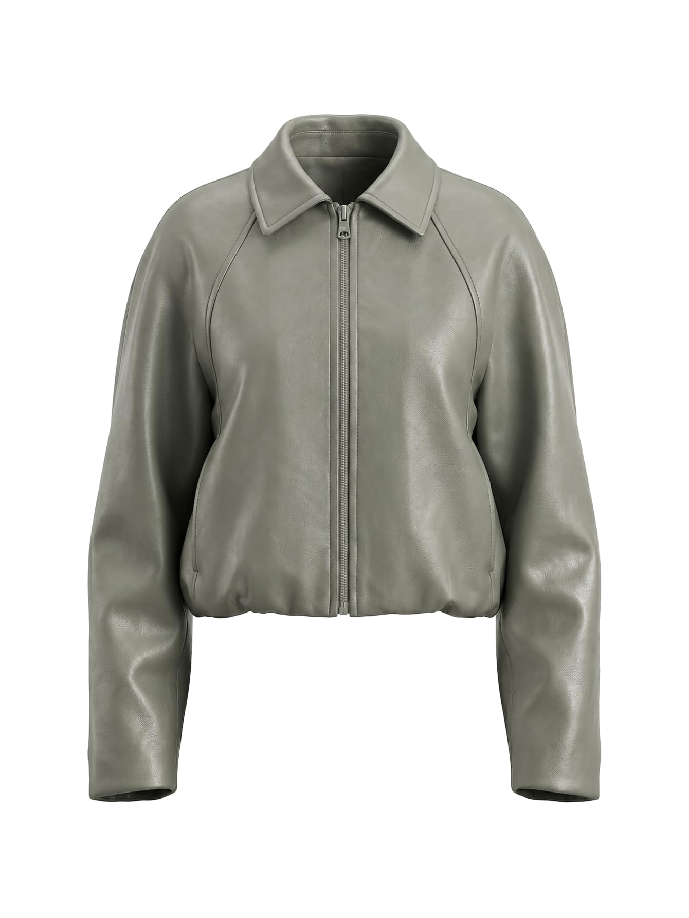 Bellivera Women's Oversized Faux Leather Bomber Moto Jacket Grey S