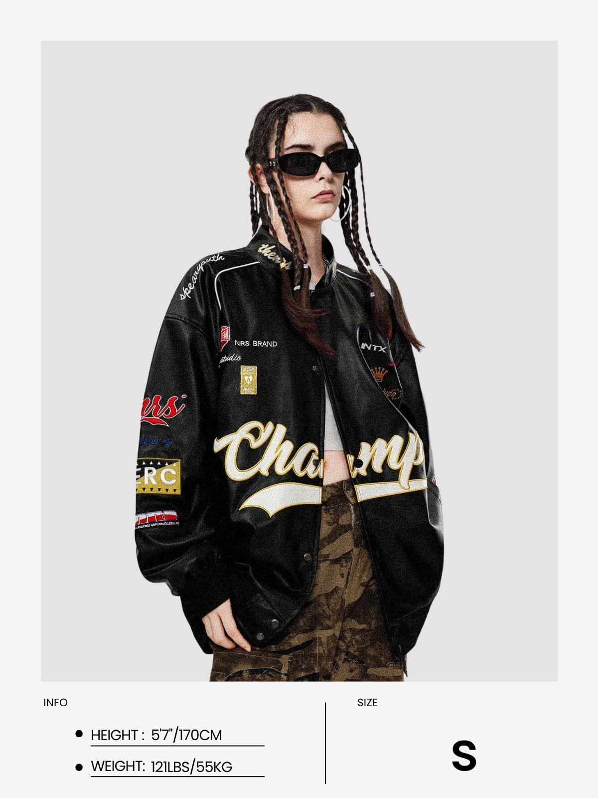 Aelfric Eden Faux Leather Jacket Oversized Racing Motorcycle Jackets Moto Coats Unisex Trendy Streetwear Jacket