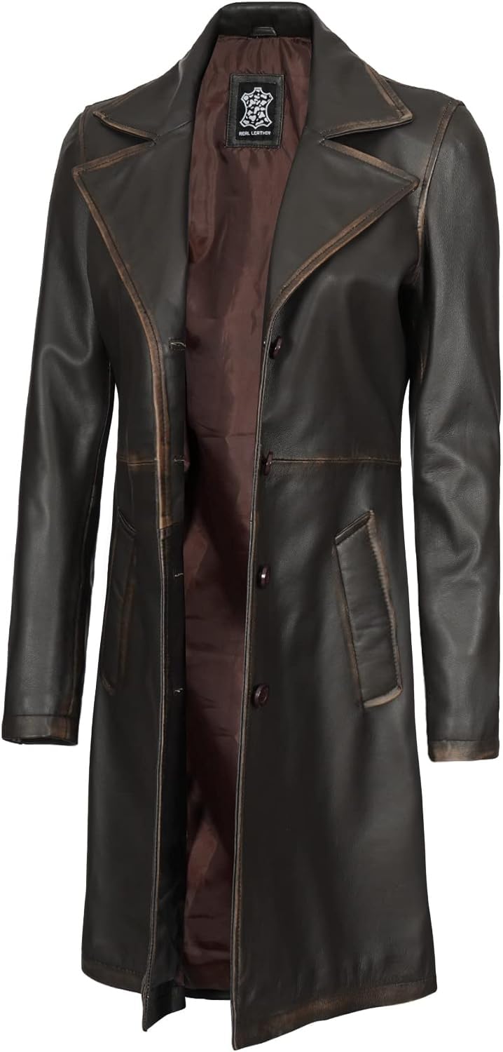 Decrum Leather Coat - Women Leather Jacket | [1316153] Brysin Distressed Brown, M