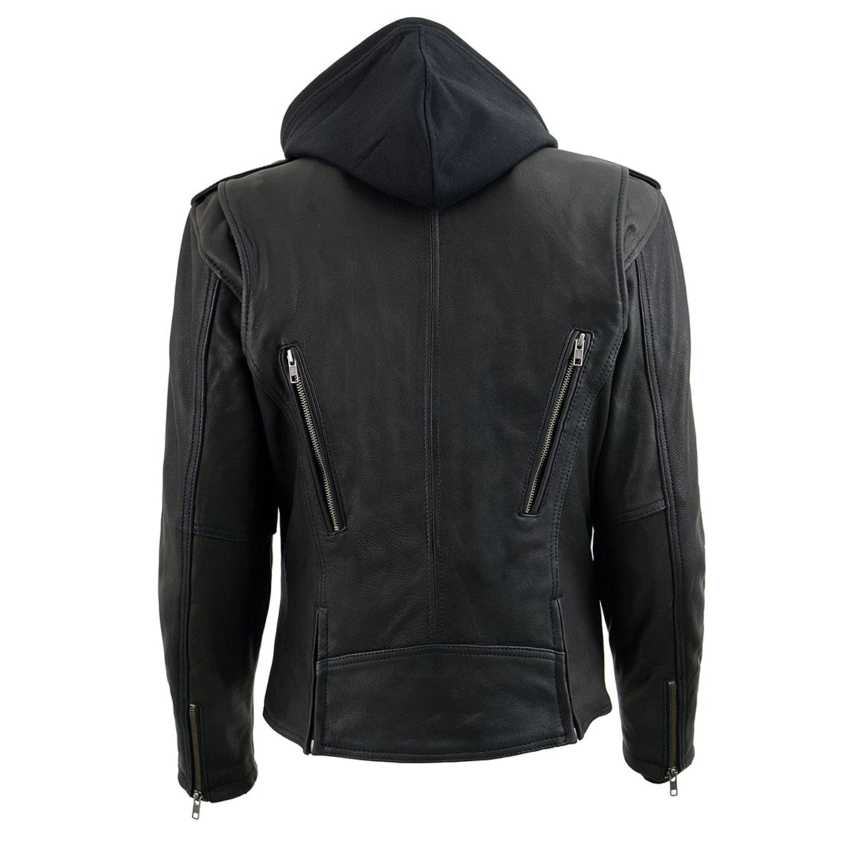 Milwaukee Leather MLL2575 Women's Black Leather Vented Motorcycle Jacket w/Removable Hoodie - Large