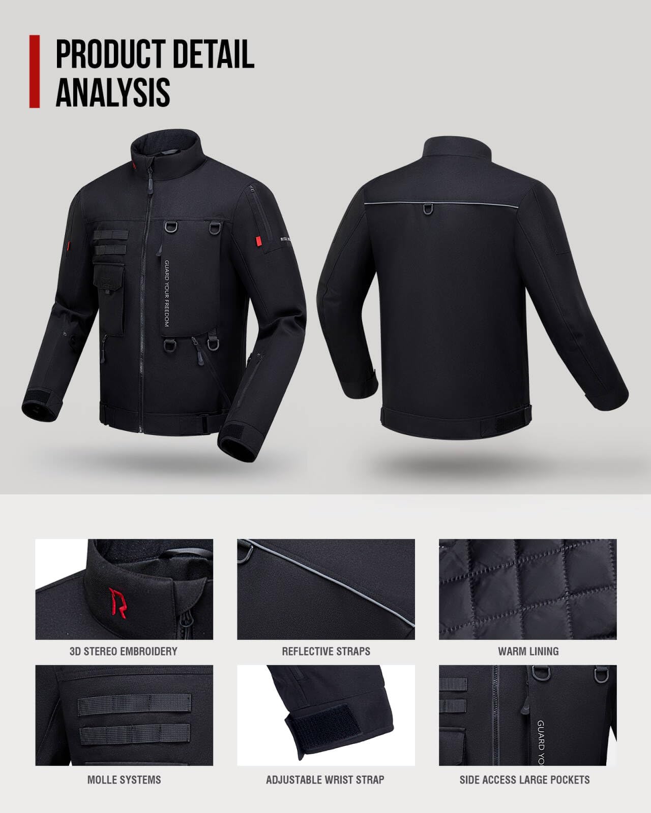 RIDEIRON Motorcycle Riding Jacket for Men, CE Certified