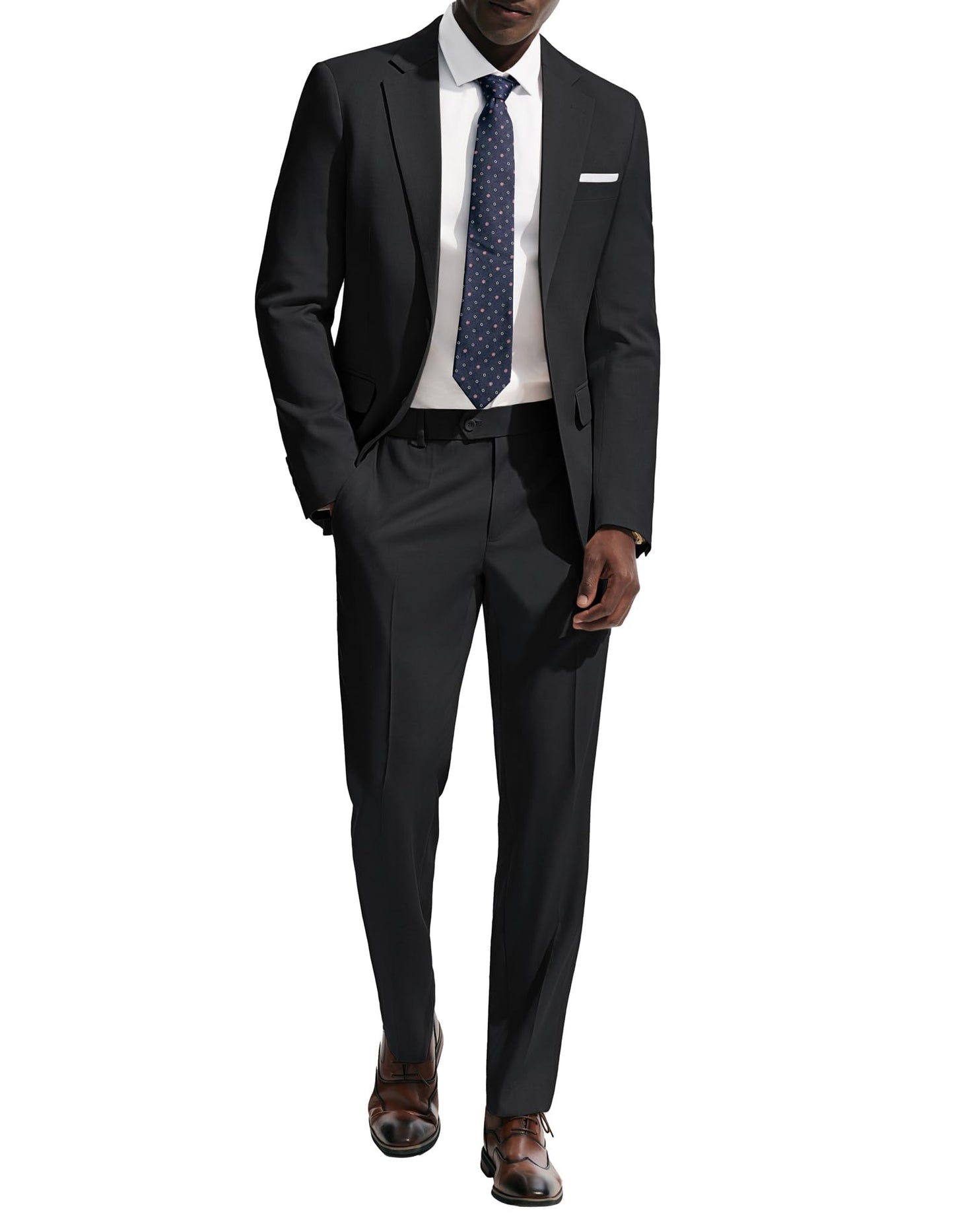 PJ PAUL JONES Suit for Men 2 Piece Classic Fit Suits Casual Suit Black, M