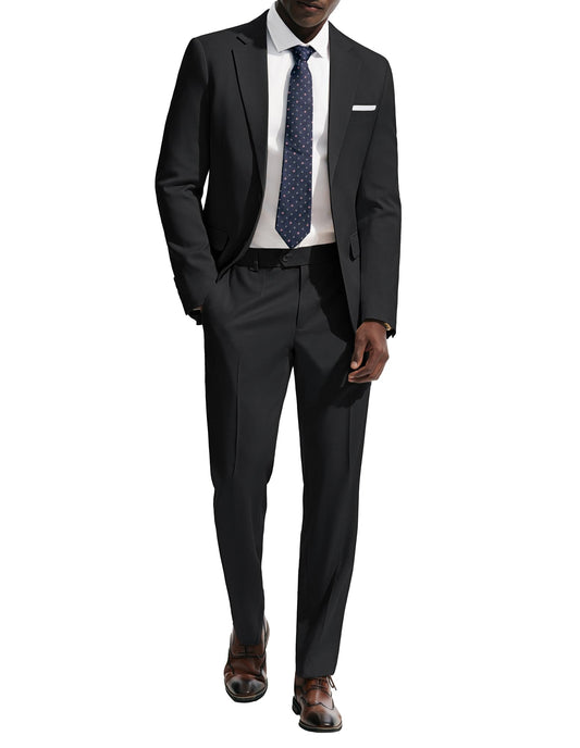 PJ PAUL JONES Suit for Men 2 Piece Classic Fit Suits Casual Suit Black, M