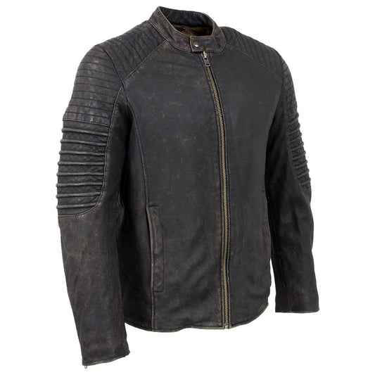 Milwaukee Leather Vintage SFM1808 Men's Brown Leather Seamed Shoulder Zipper Front Jacket - Large