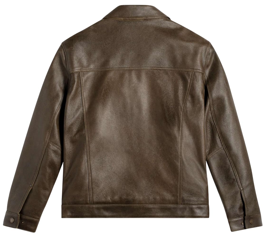 Men's Premium Trucker Leather Jacket| Cowboy Style Real Leather Trucker Jacket
