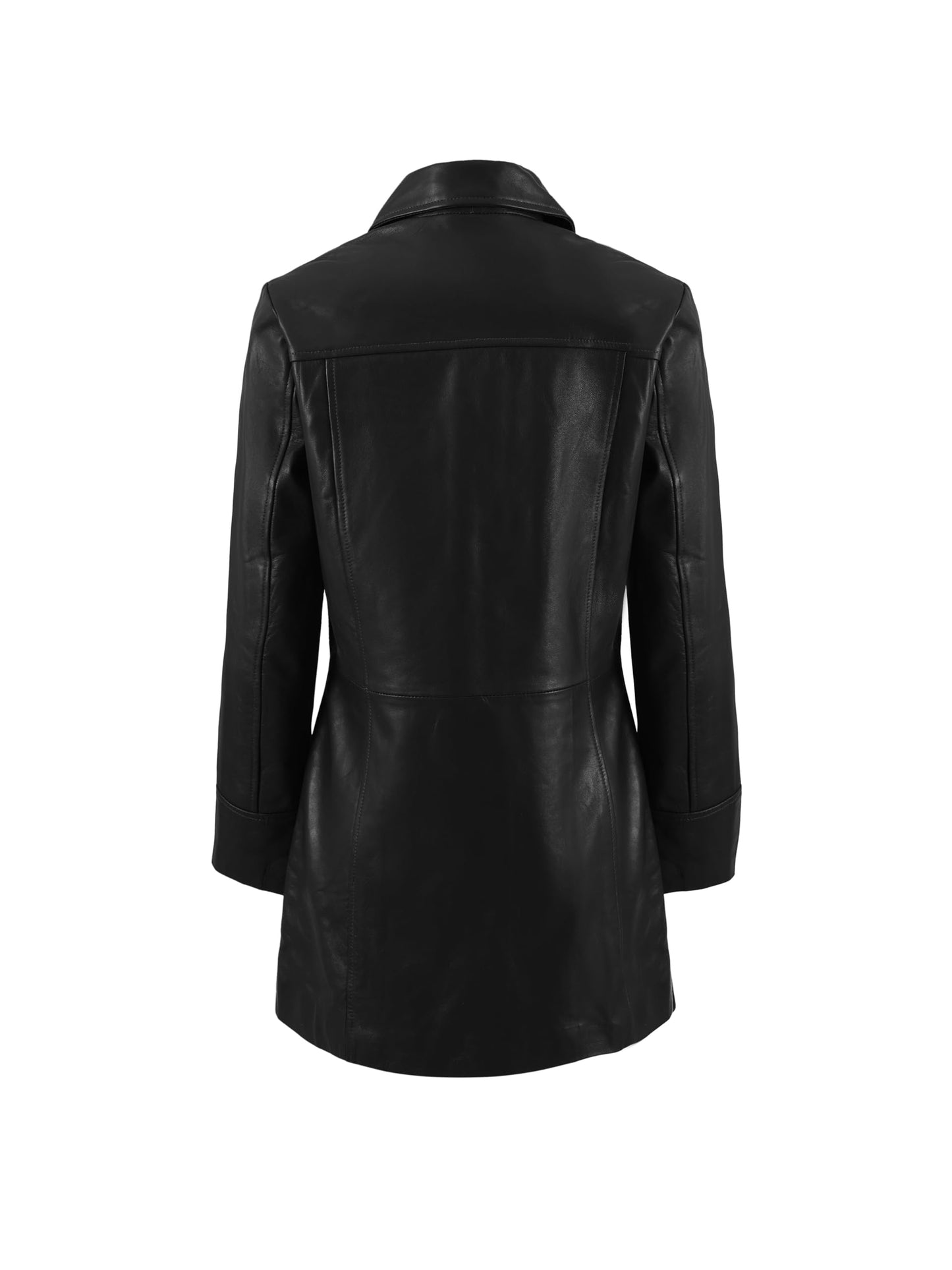Leather Artist Women’s Lambskin Leather Car Coat – Classic 3/4 Length Style Overcoat (LA-Car.C.Wo.-Blk-XL)