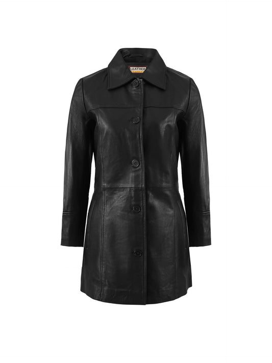 Leather Artist Women’s Lambskin Leather Car Coat – Classic 3/4 Length Style Overcoat (LA-Car.C.Wo.-Blk-XL)