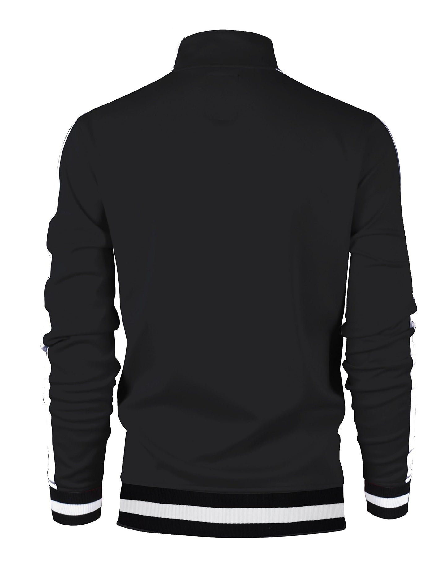 SCREENSHOT SCREENSHOTBRAND-51700 Mens Urban Hip Hop Premium Track Jacket - Slim Fit Side Taping Basic-Black-XLarge