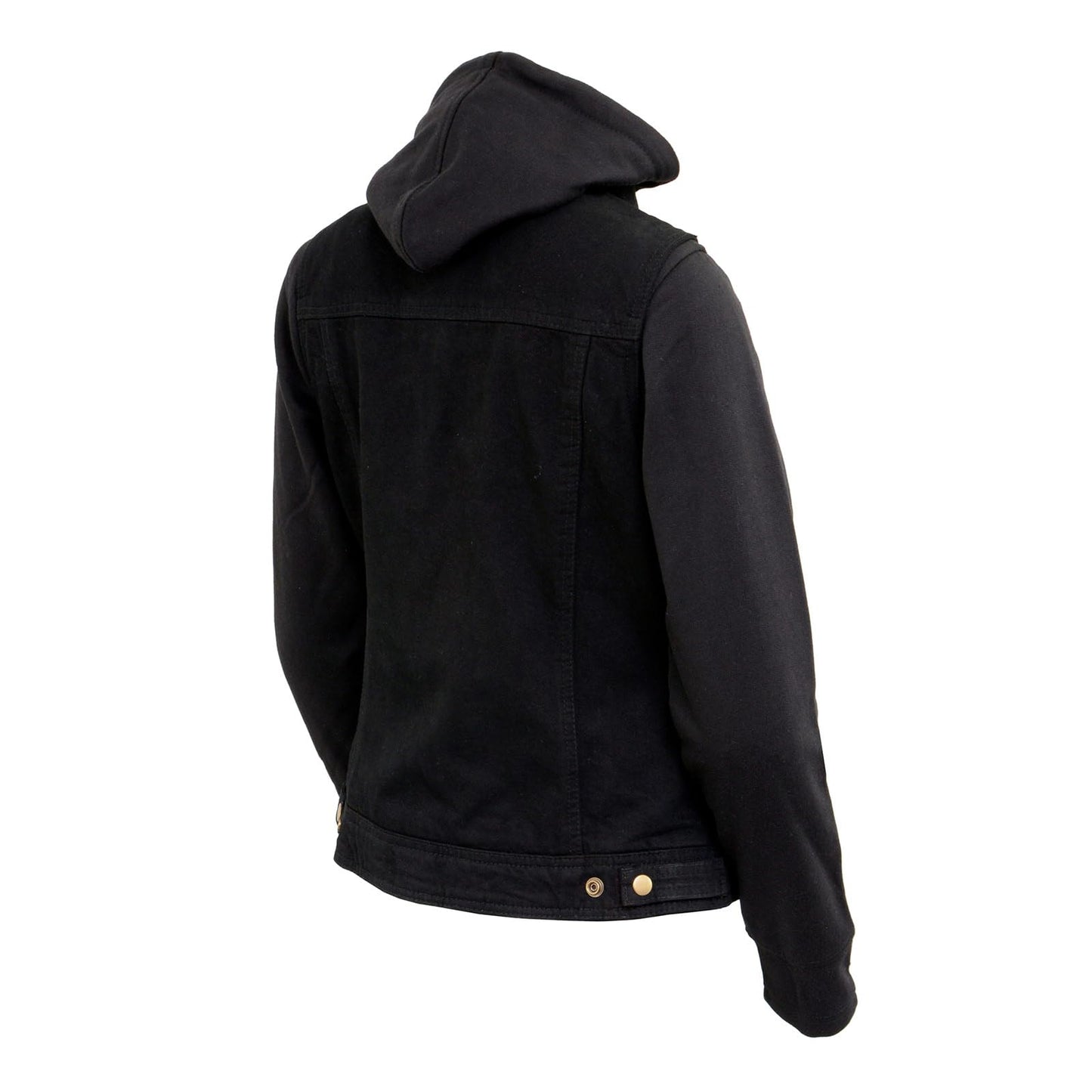 Milwaukee Leather MDL4002 Women's Black Denim 2 in 1 Shirt Style Collar Motorcycle Rider Vest W/Removable Hoodie - Medium