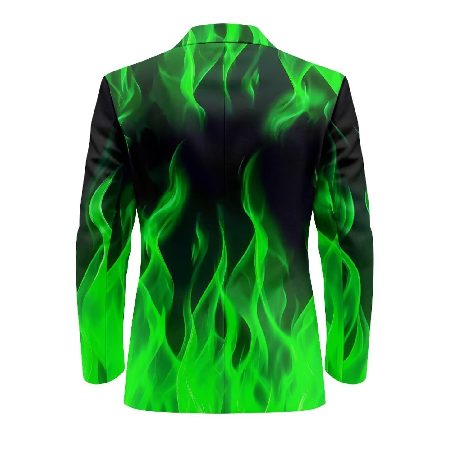 Zarisguat Green Fire Flame Men's Dress Party Suit Jacket Notched Lapel Slim Fit One Button Blazer Sport Coats Size M