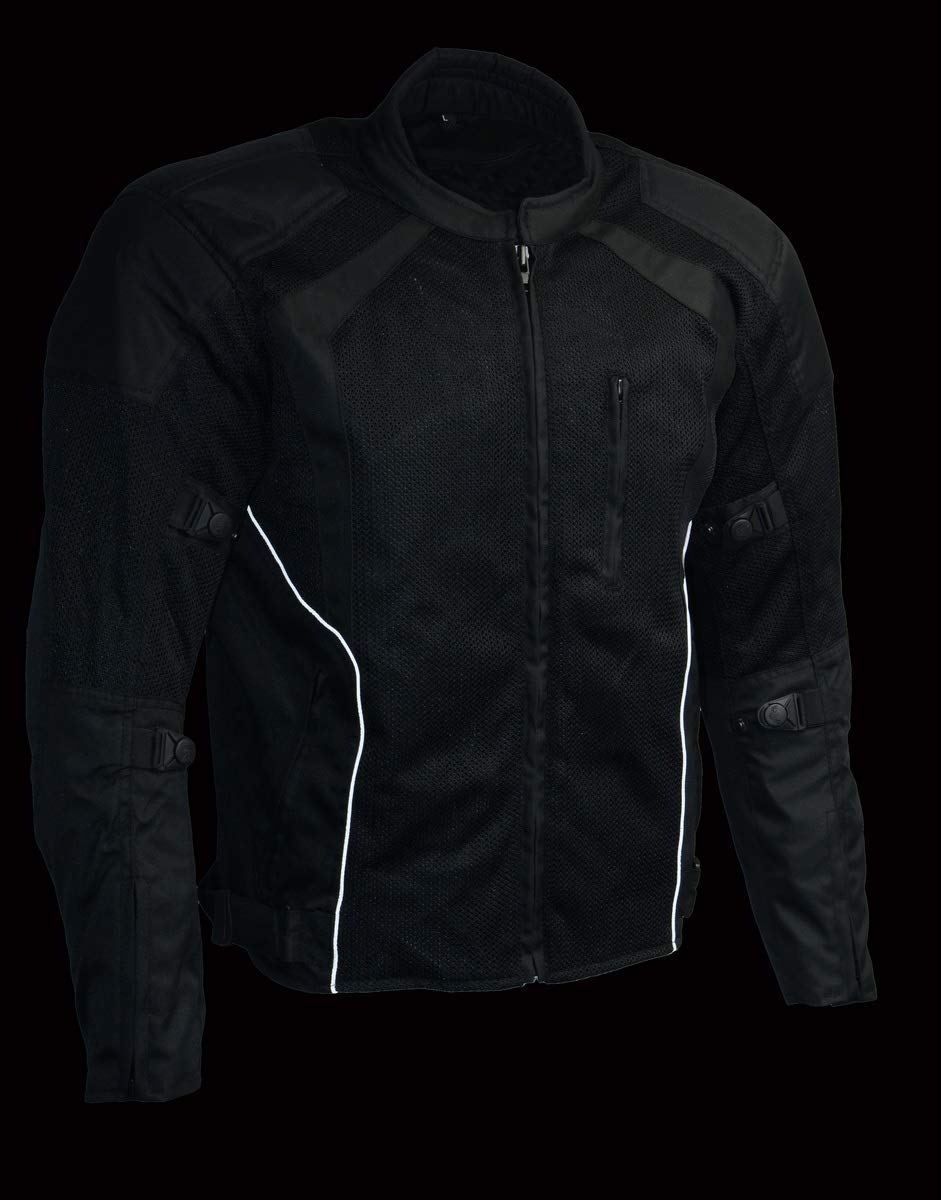 Milwaukee Leather Men’s CE Armored All-Season Motorcycle Jacket – Impact Protection Textile Racer Design - Large