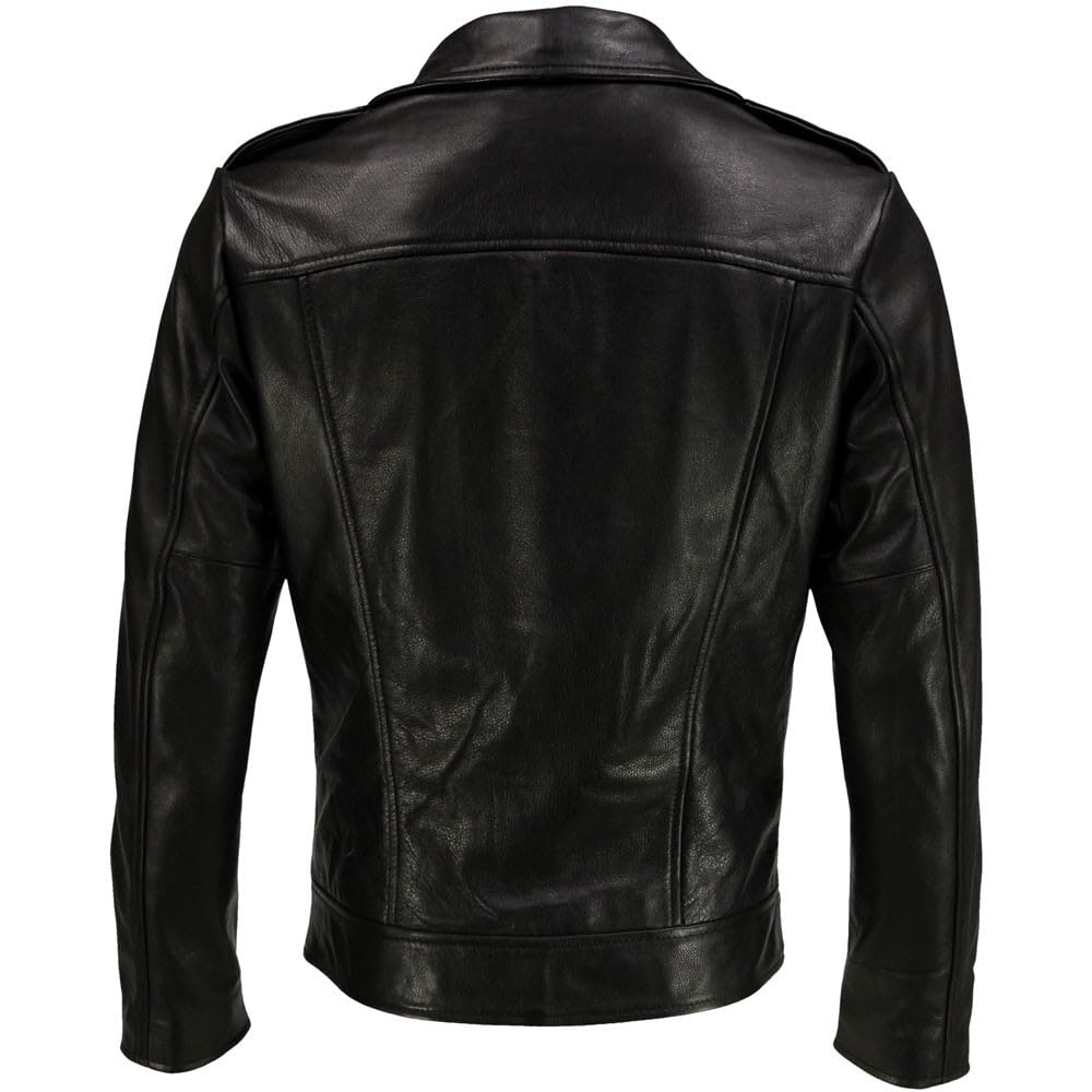 Men's Black Genuine Lambskin Leather Biker Jacket VINTAGE REAL BROWN MOTORCYCLE JACKETS FOR MEN (US, Alpha, Medium, Regular, Regular, BLACK R)