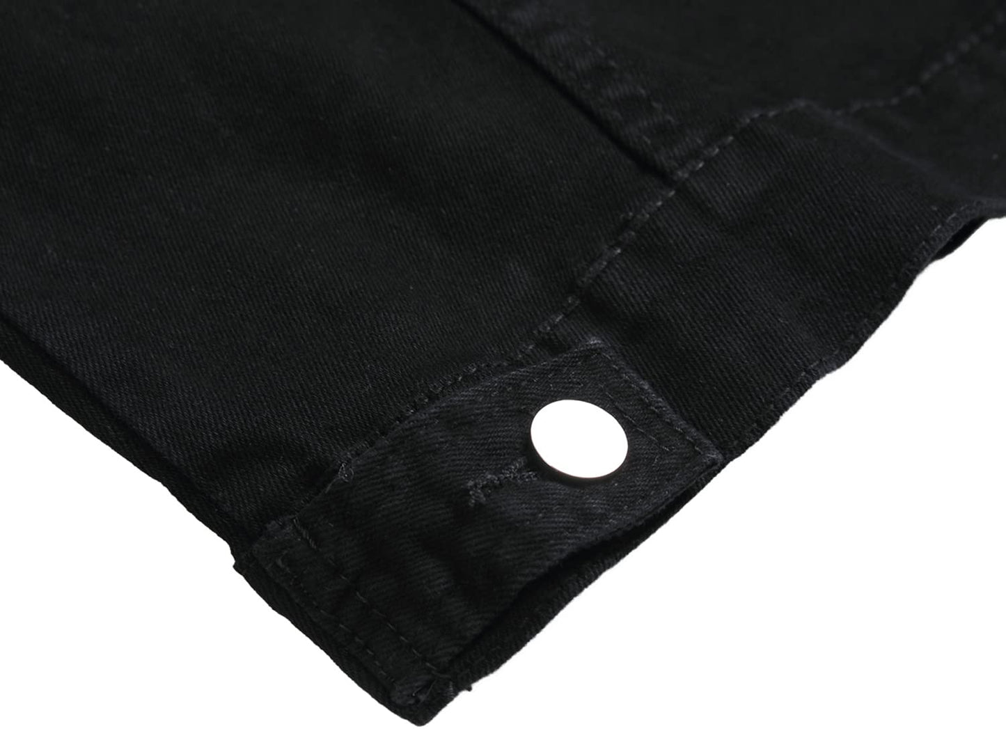 BULUWIE Men's Denim Jacket Distressed Ripped Slim Fit Stretch Trucker Classic Fashion Casual Coat, 2018 Black, L
