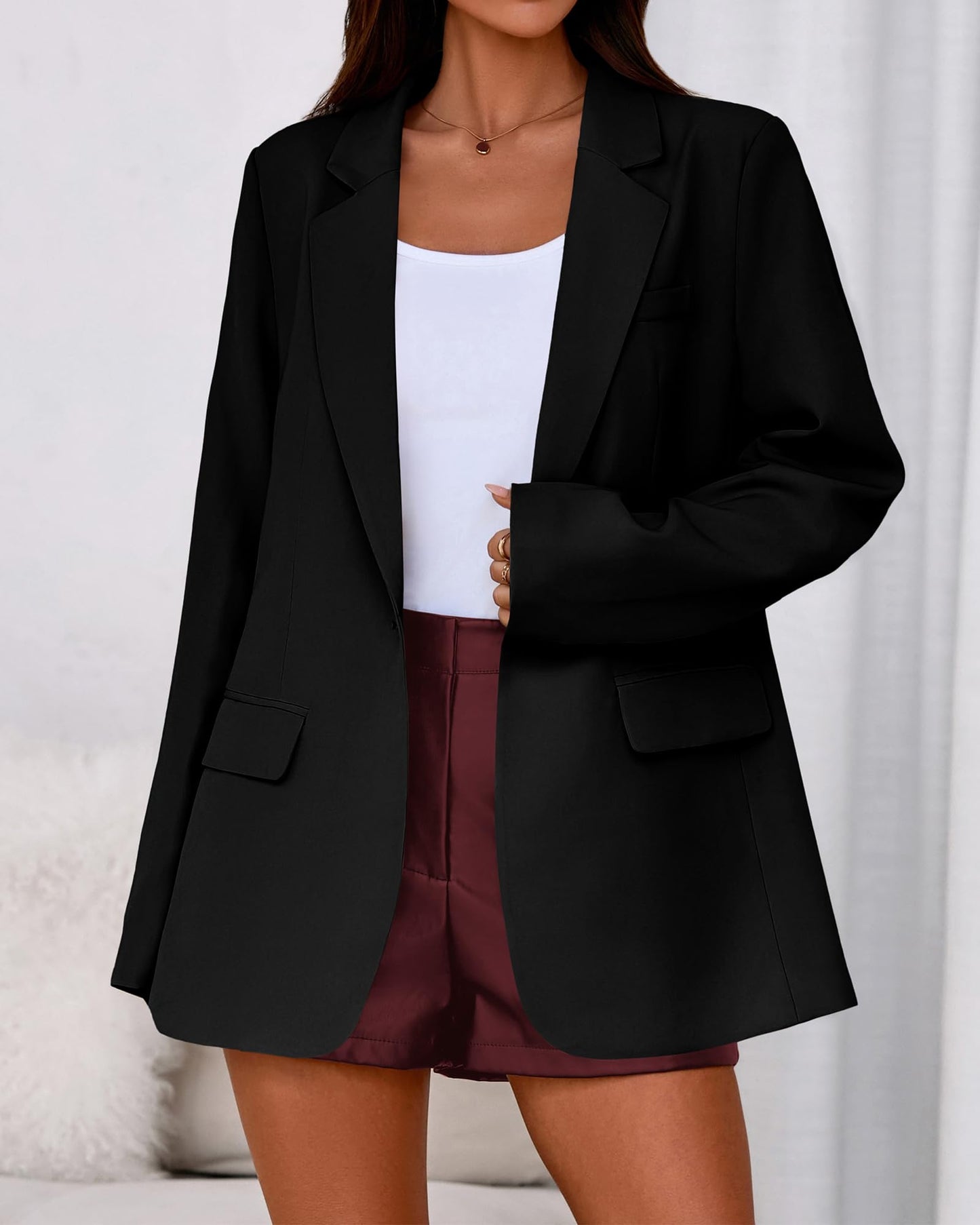 BTFBM Oversized Blazers for Women Business Casual,Black,XXL