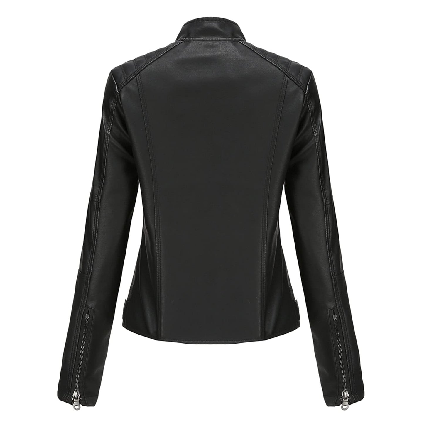 DEAR MODEL Faux Leather Jacket Women Bomber Jacket Women's Belted Motorcycle Jacket,Black,M