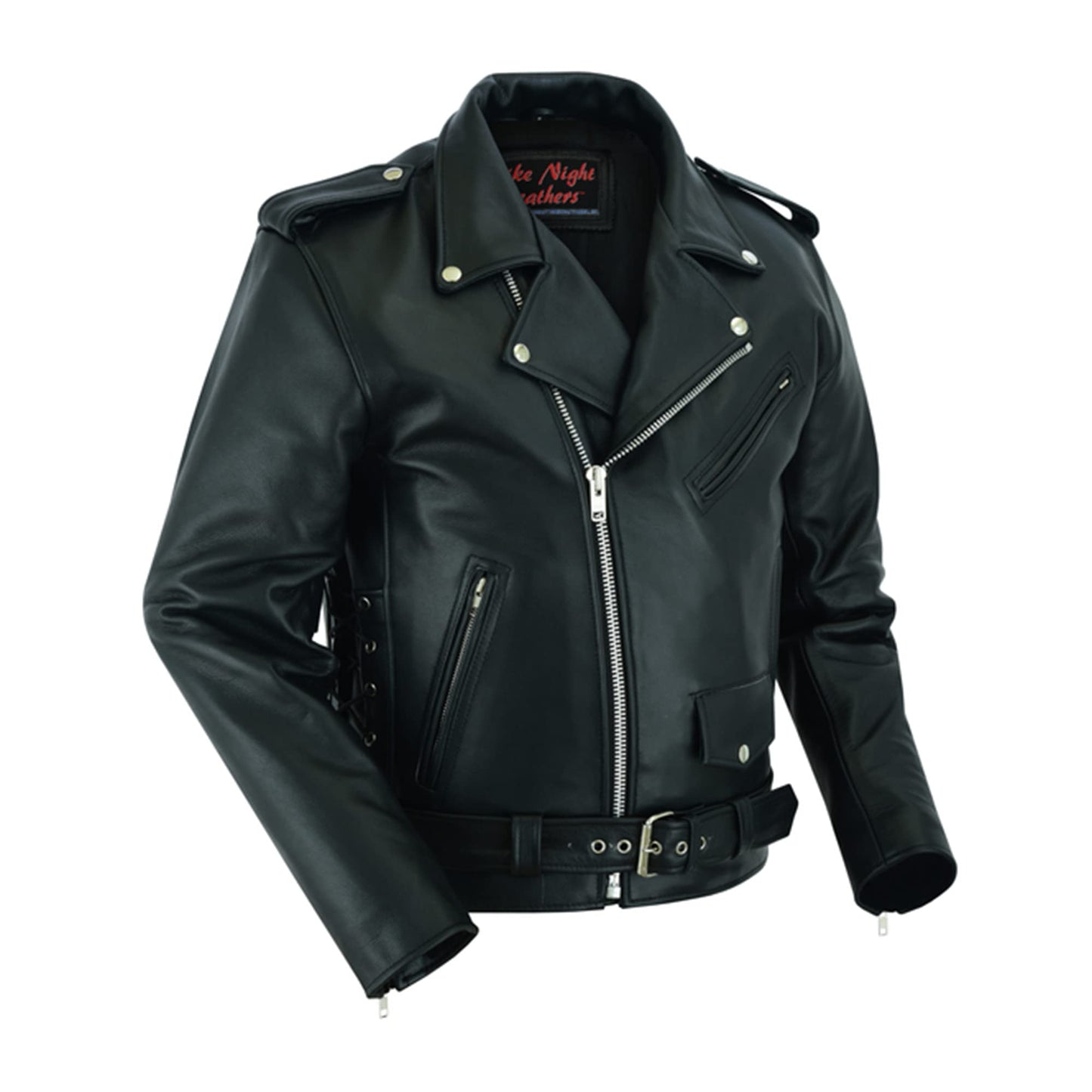 Daniel Smart Motorcycle Jacket for Men Genuine Black Leather Jacket with Polyester Thermal Lining Water Resistant Leather Jacket with Concealed Armory Pocket & Heavy Duty Zippers