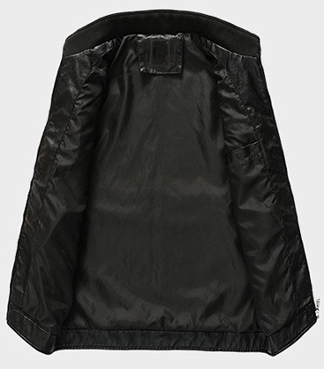 Youhan Men's Casual Zip Up Slim Bomber Faux Leather Jacket (Medium, Black)