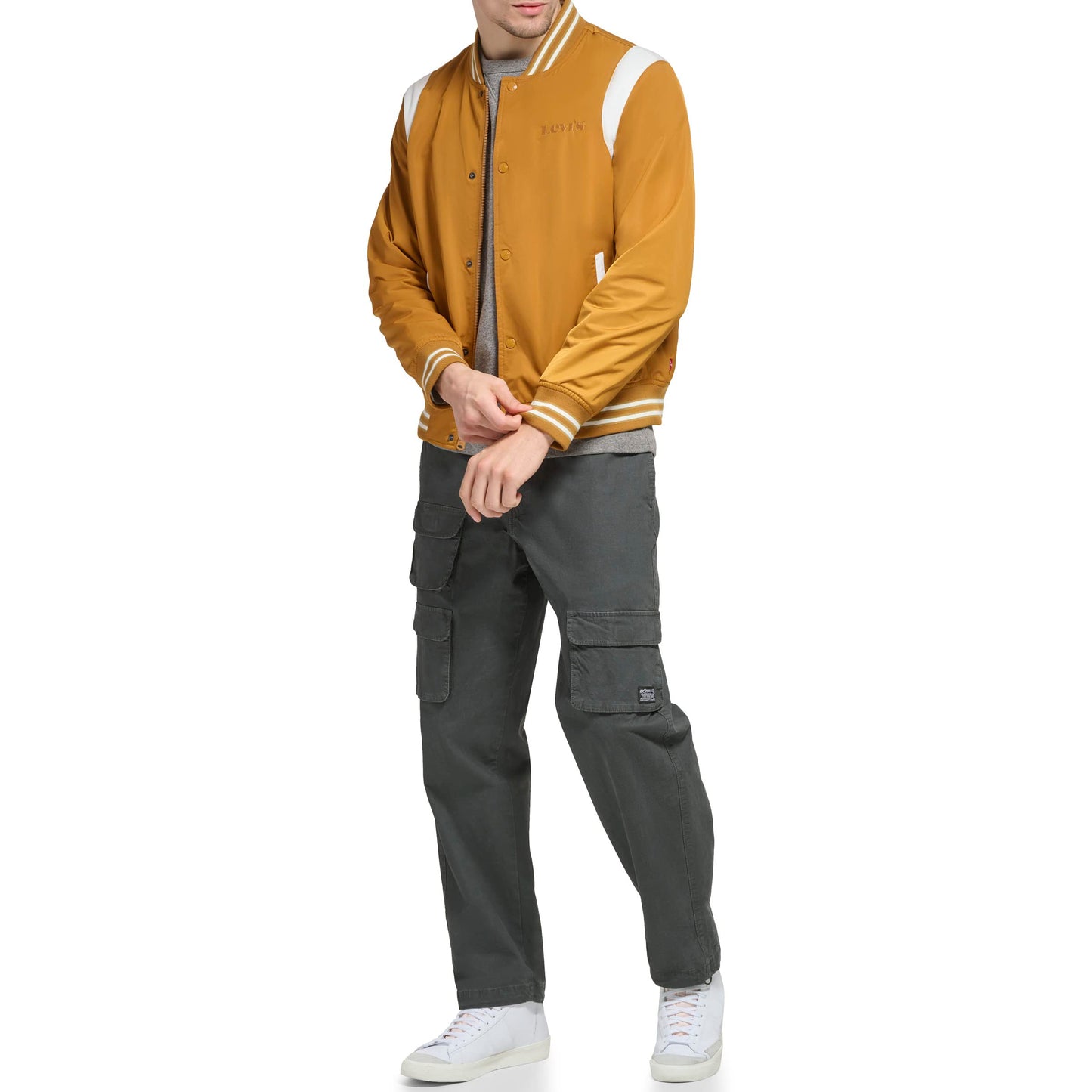 Levi's Men's Colorblock Varsity Bomber Jacket, Spice Racer Stripe, Medium