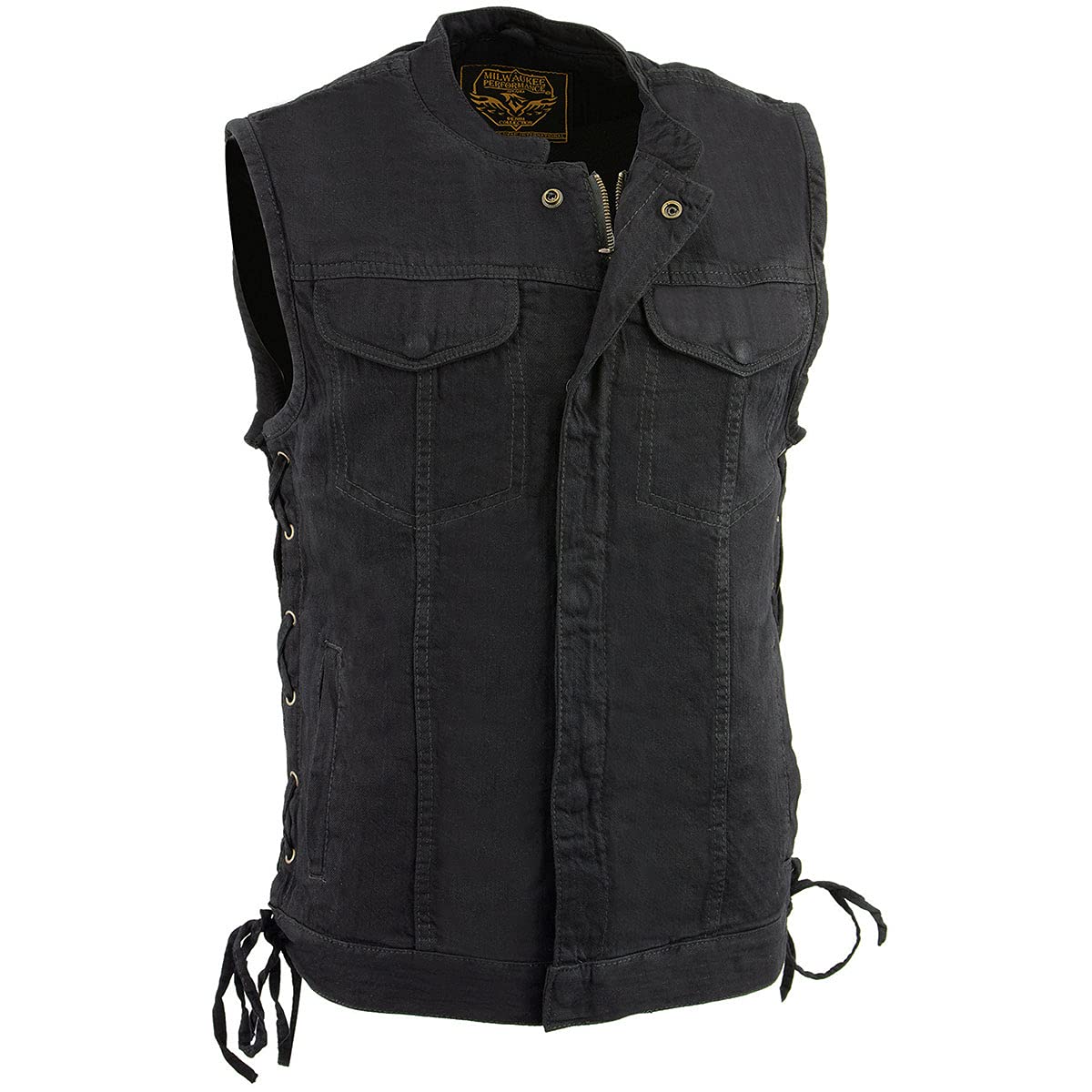 Milwaukee Leather Men's Classic Club Style Premium Denim Motorcycle Biker Vests MDM - Medium