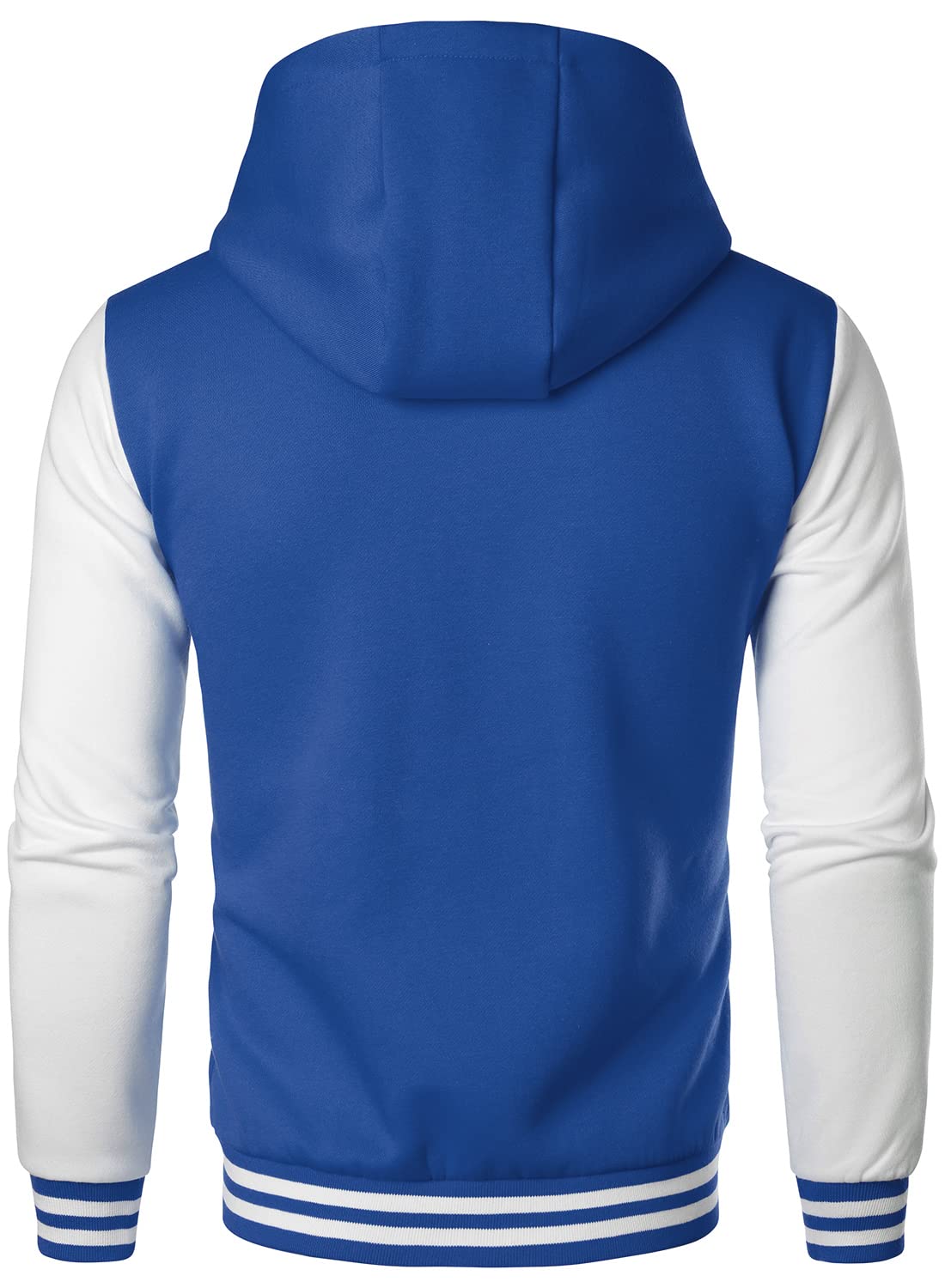 HOOD CREW Mens Casual Sports Varsity Jacket Fashion Hooded Letterman Jackets Blue M