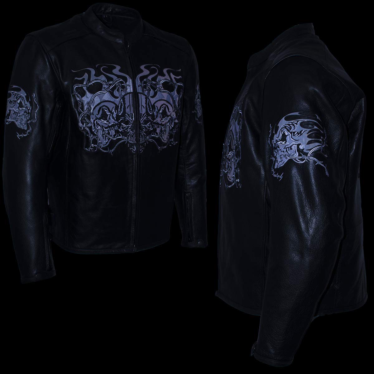 Milwaukee Leather Men's Racer Style Premium Leather Motorcycle Jackets - Large