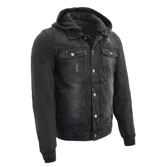 Milwaukee Leather Men's Classic Motorcycle Denim Jacket For All Weather and Riding - Large
