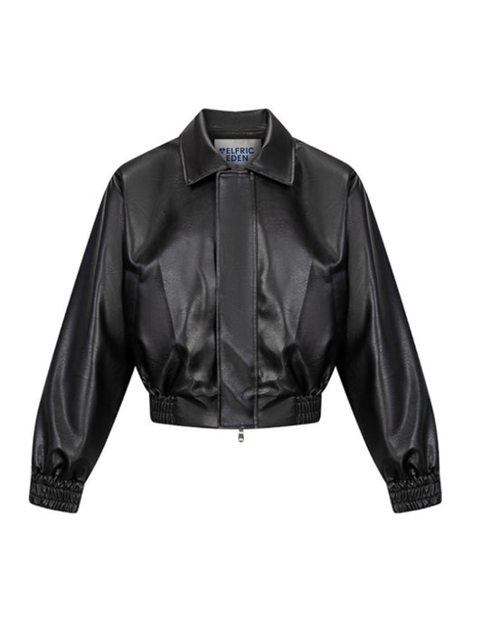 Aelfric Eden Womens Cropped Leather Jacket Y2k Faux Motorcycle Bomber Moto Biker Streetwear Jackets Coats