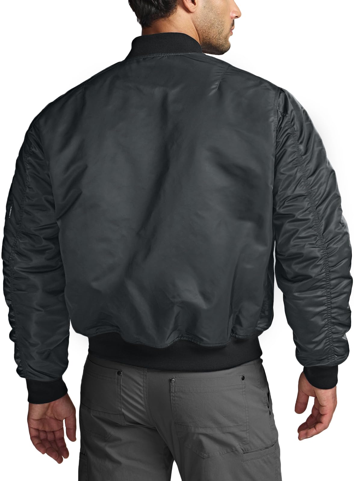 CQR Men's Casual Bomber Jacket, Outdoor Fall/Winter Zip-Up Windbreaker, Water Resistant Padded MA-1 Flight Jacket with Pocket, Watcher Carbon Grey, Medium