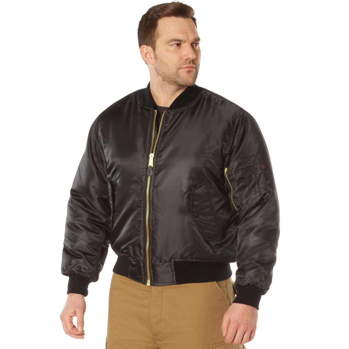 Rothco MA-1 Flight Jacket – Iconic Bomber Style Cold Weather Coat Windbreaker, Black, M