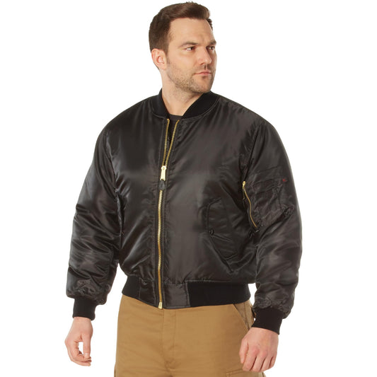 Rothco MA-1 Flight Jacket – Iconic Bomber Style Cold Weather Coat Windbreaker, Black, M