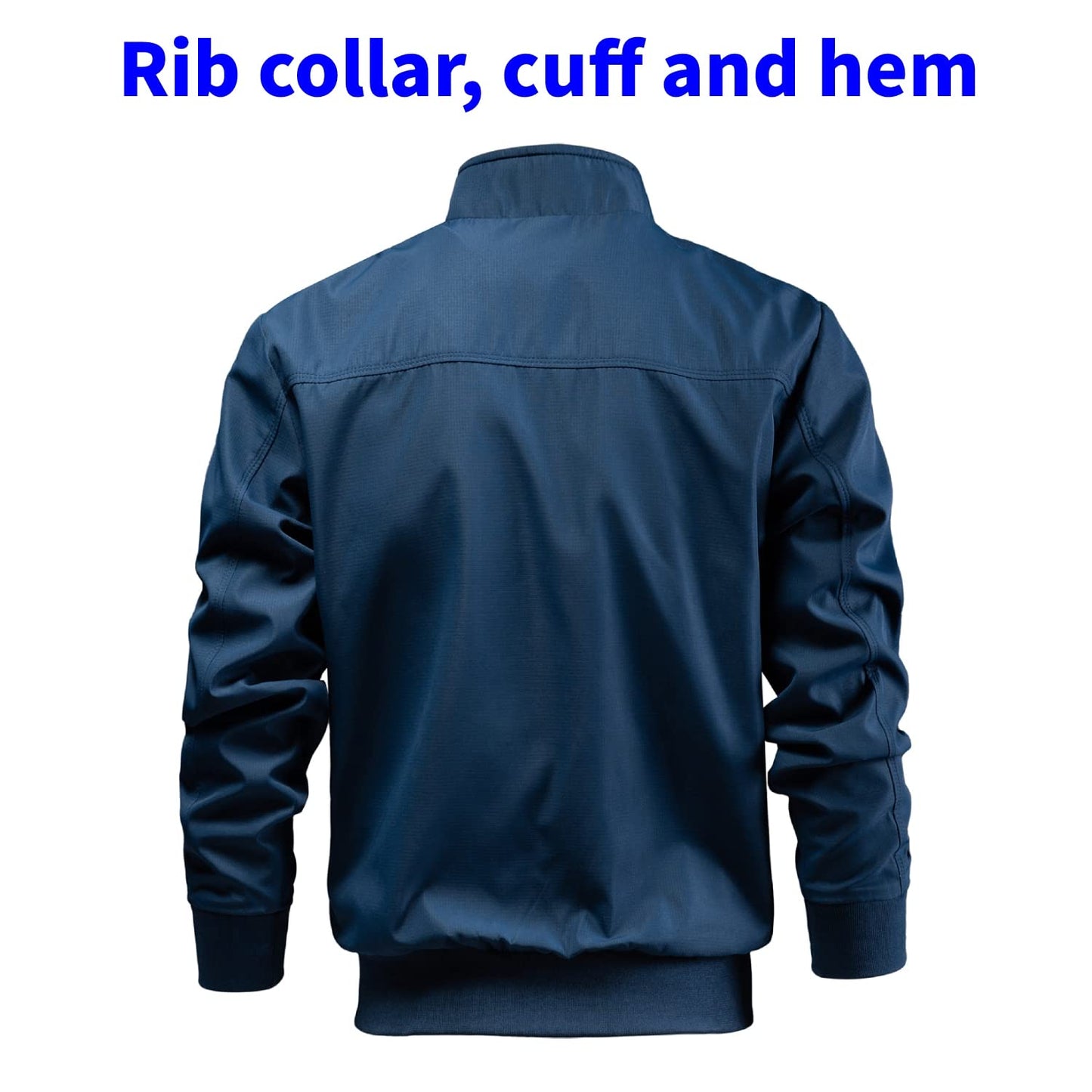 TLZC Men's Casual Jacket Outdoor Windbreaker Lightweight Softshell Flight Bomber Jackets (Blue, X-Large)