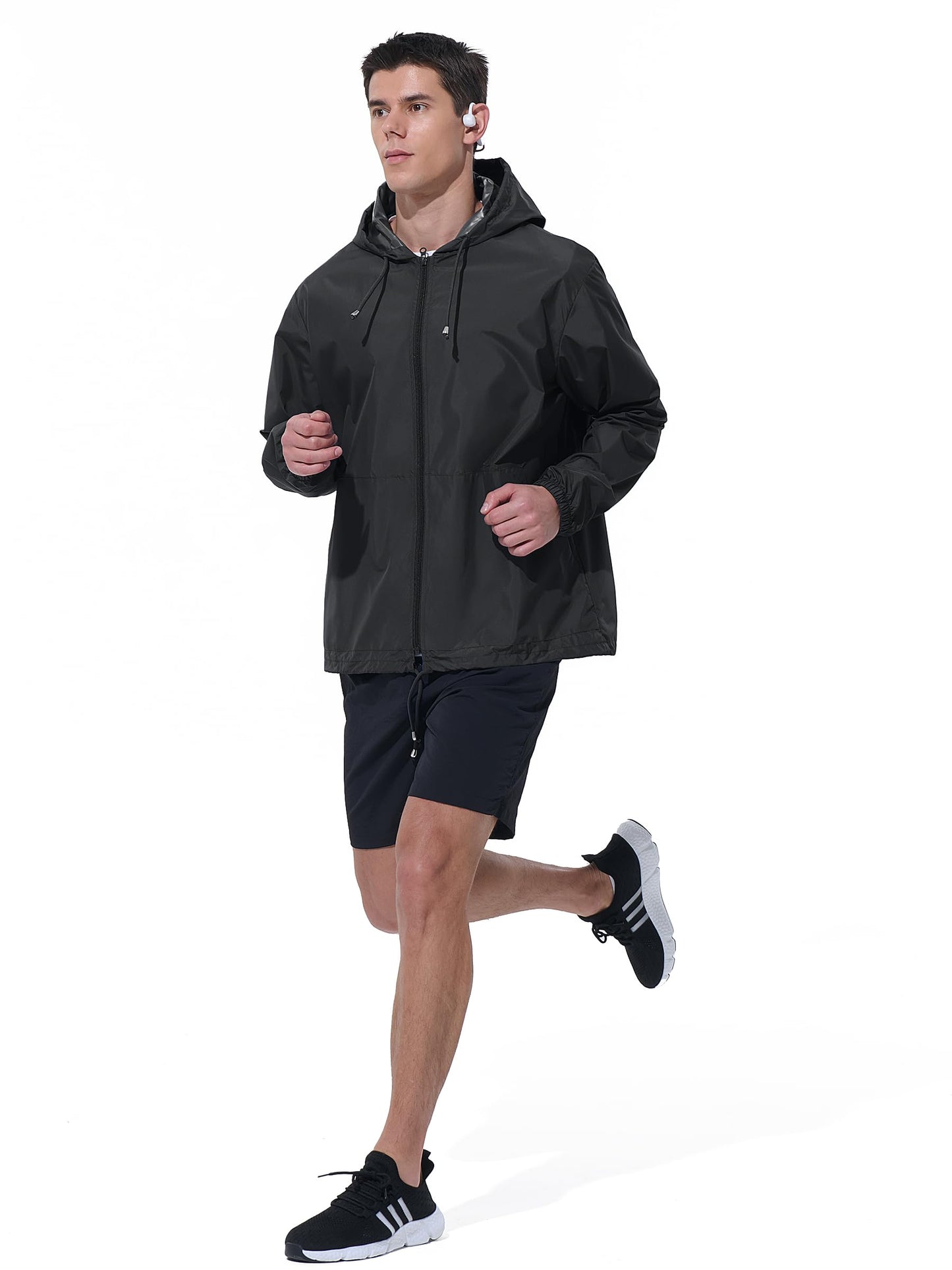 UIQUR Mens Rain Jacket Raincoat Waterproof Windbreaker Black XL