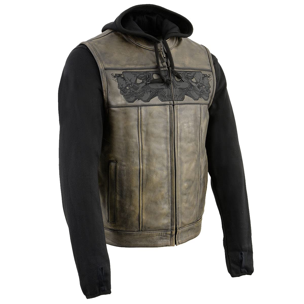 Milwaukee Leather Men's Leather Motorcycle Vest w/Hoodie - XX-Large