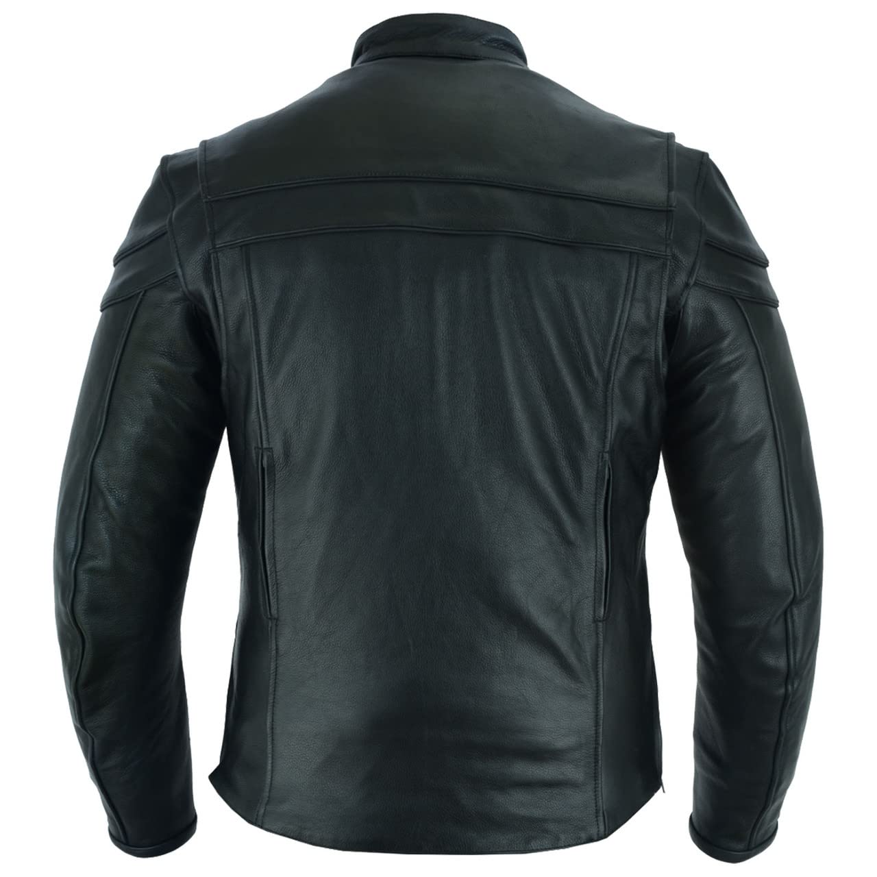 Vance Leather's Men's Premium Leather Motorcycle Racer Jacket with Vents Reflective Piping and CCW Pockets (XL)