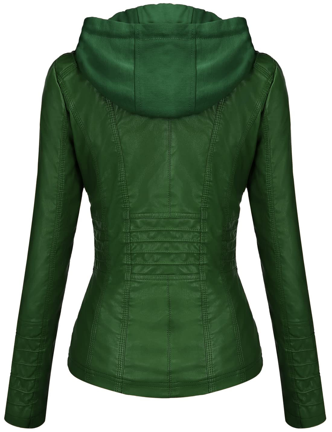 Tanming Womens Faux Leather Jacket Hooded Moto Biker Coat Outerwear Fall Fashion Outfits Winter Clothes