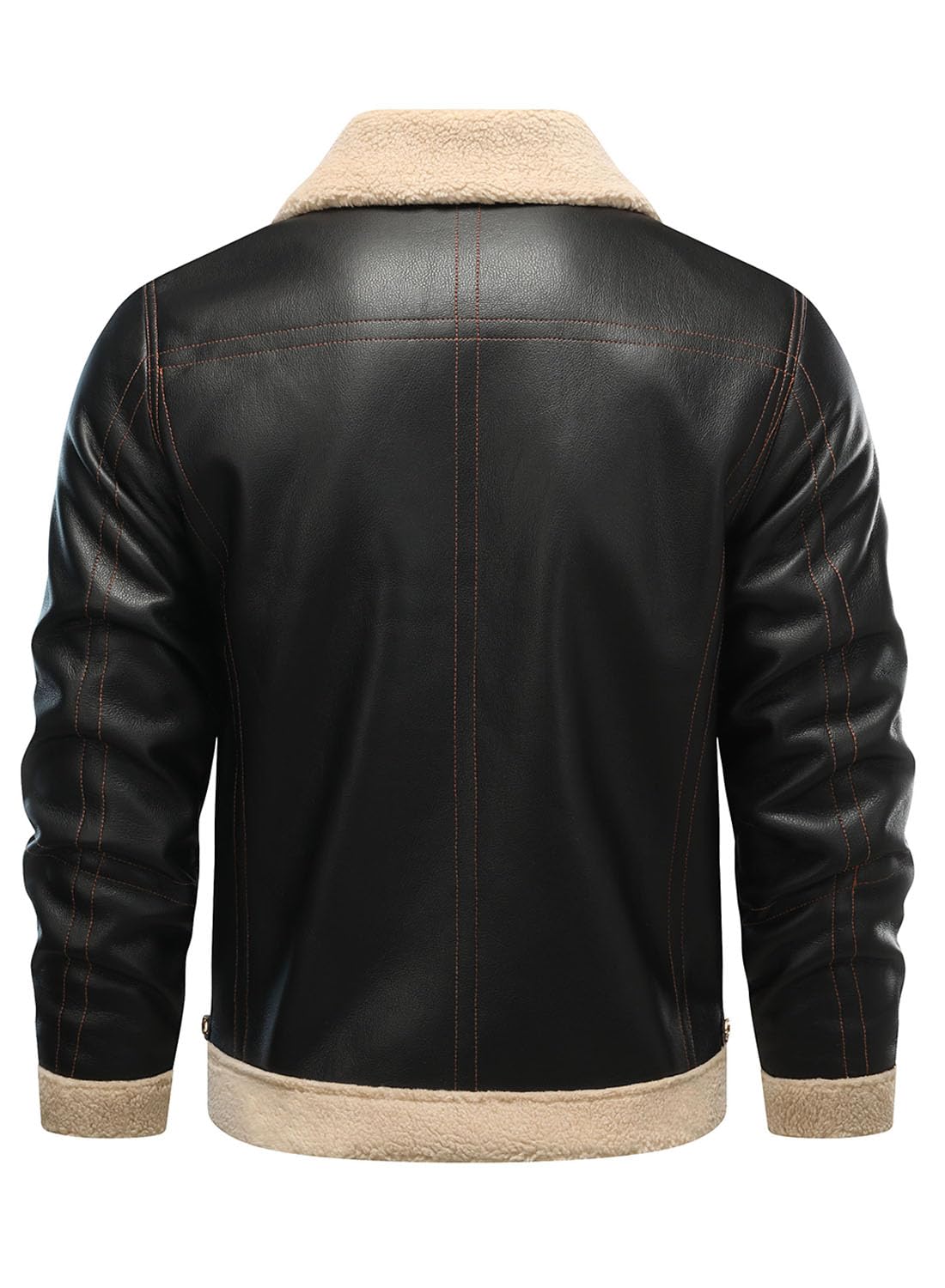 HOOD CREW Men’s Bomber Jacket Winter Coat Stylish Faux Fleece Lined Leather Jackets Black L