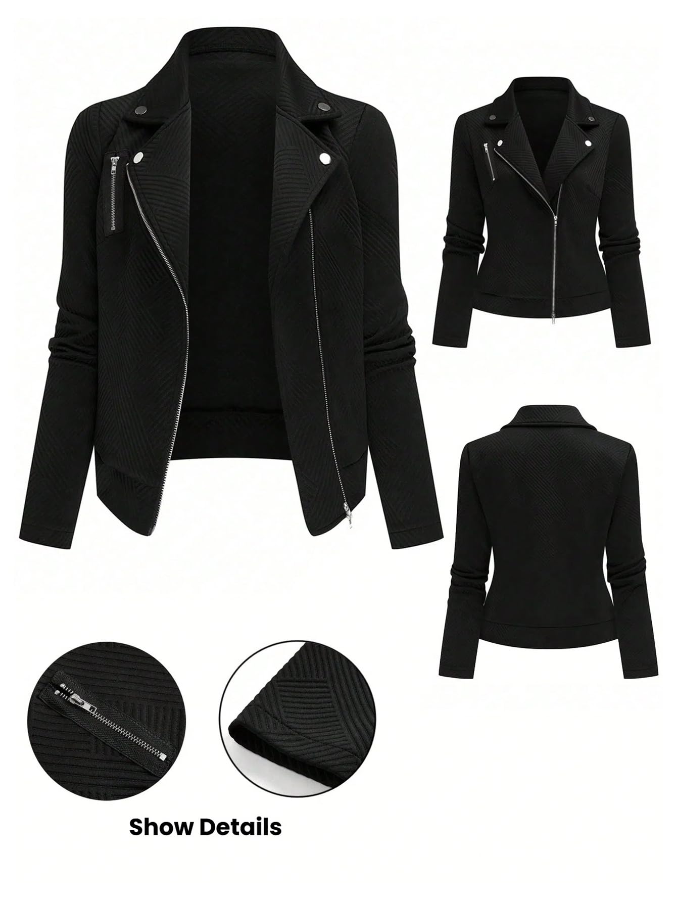 GORGLITTER Women's Zip Up Motorcycle Jacket Long Sleeve Moto Bomber Jackets