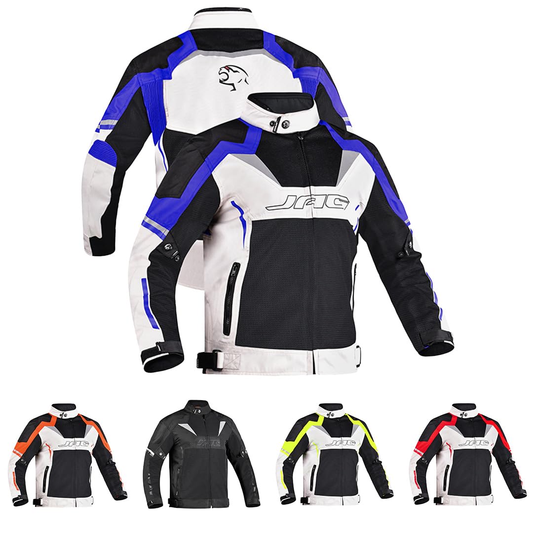 J.A.G. JAG Mesh Motorcycle Biker Jacket-CE Level 1 Armor Motorbike Jacket Men-High Visibility Riding Jacket with Armor (US, Alpha, XX-Large, Regular, Regular, Blue)
