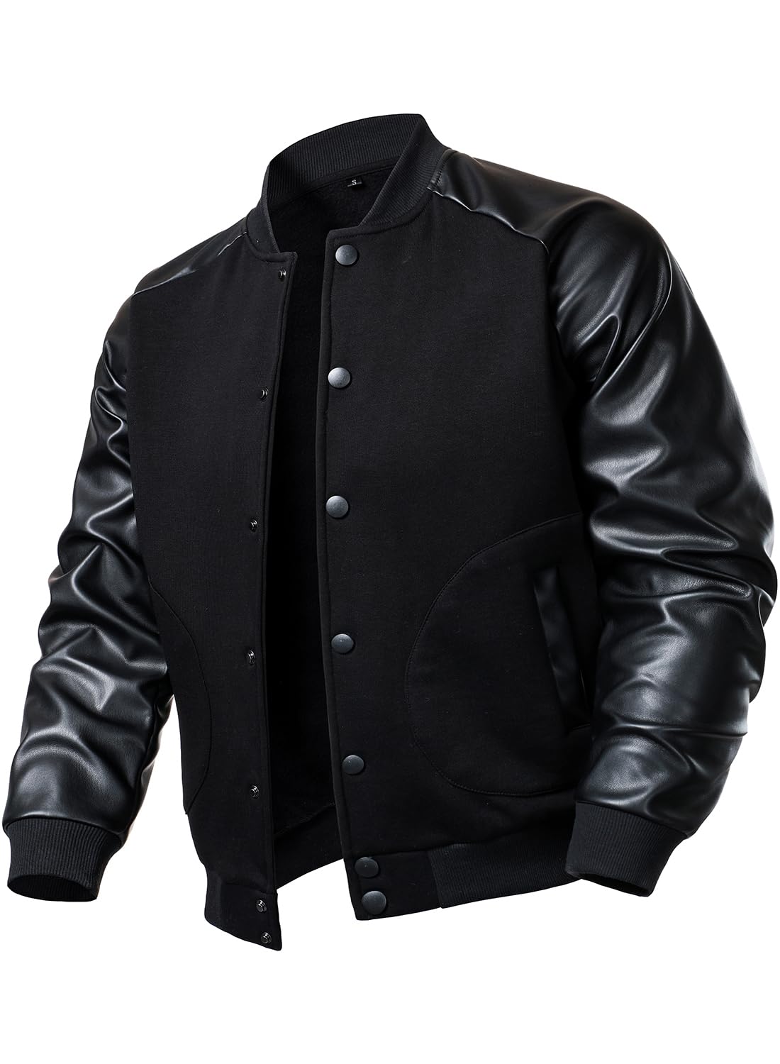 FANARCHER Men’s Varsity Baseball Jacket Cotton Blend Letterman Jacket with Faux Leather Sleeve Bomber Coat