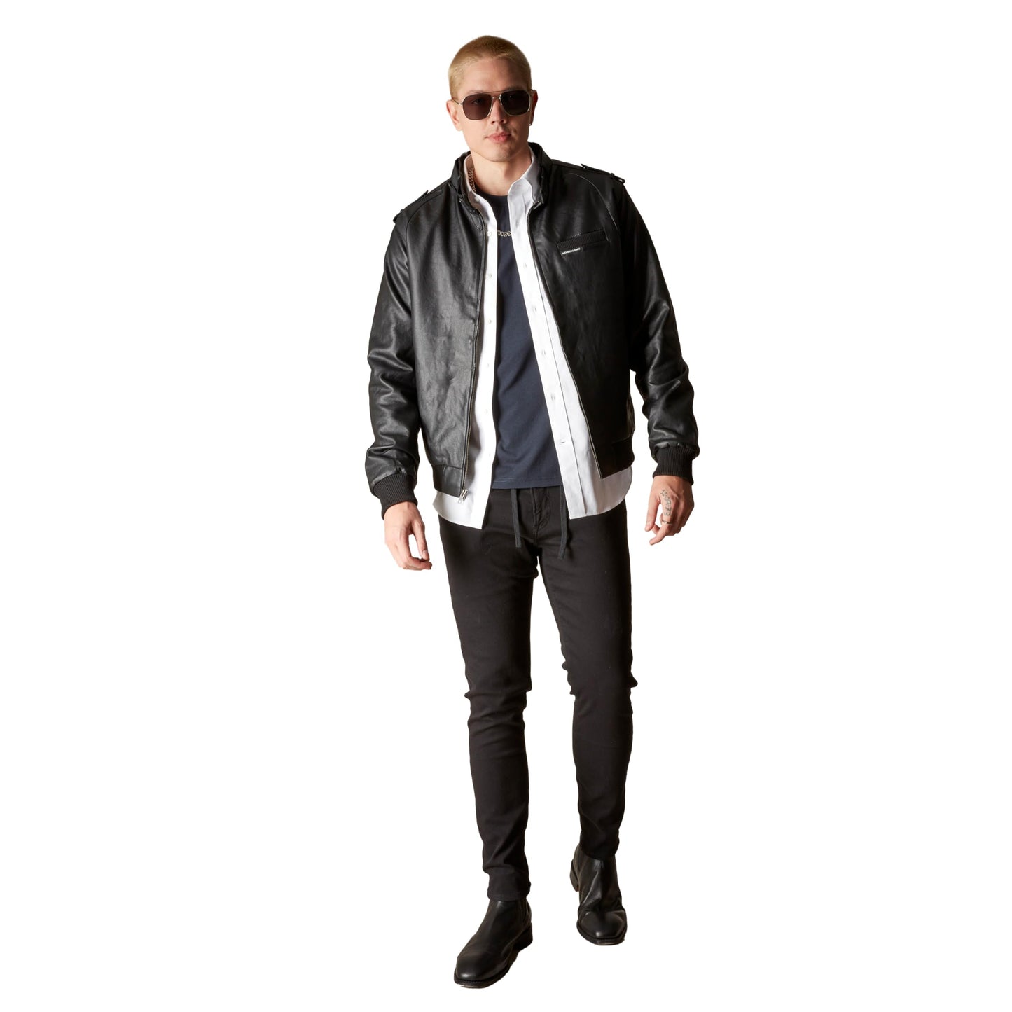 Members Only Men's Faux Leather Iconic Racer Jacket (Black, XL)