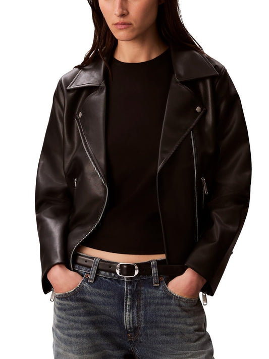 Calvin Klein Women's Classic Faux Leather Moto Jacket