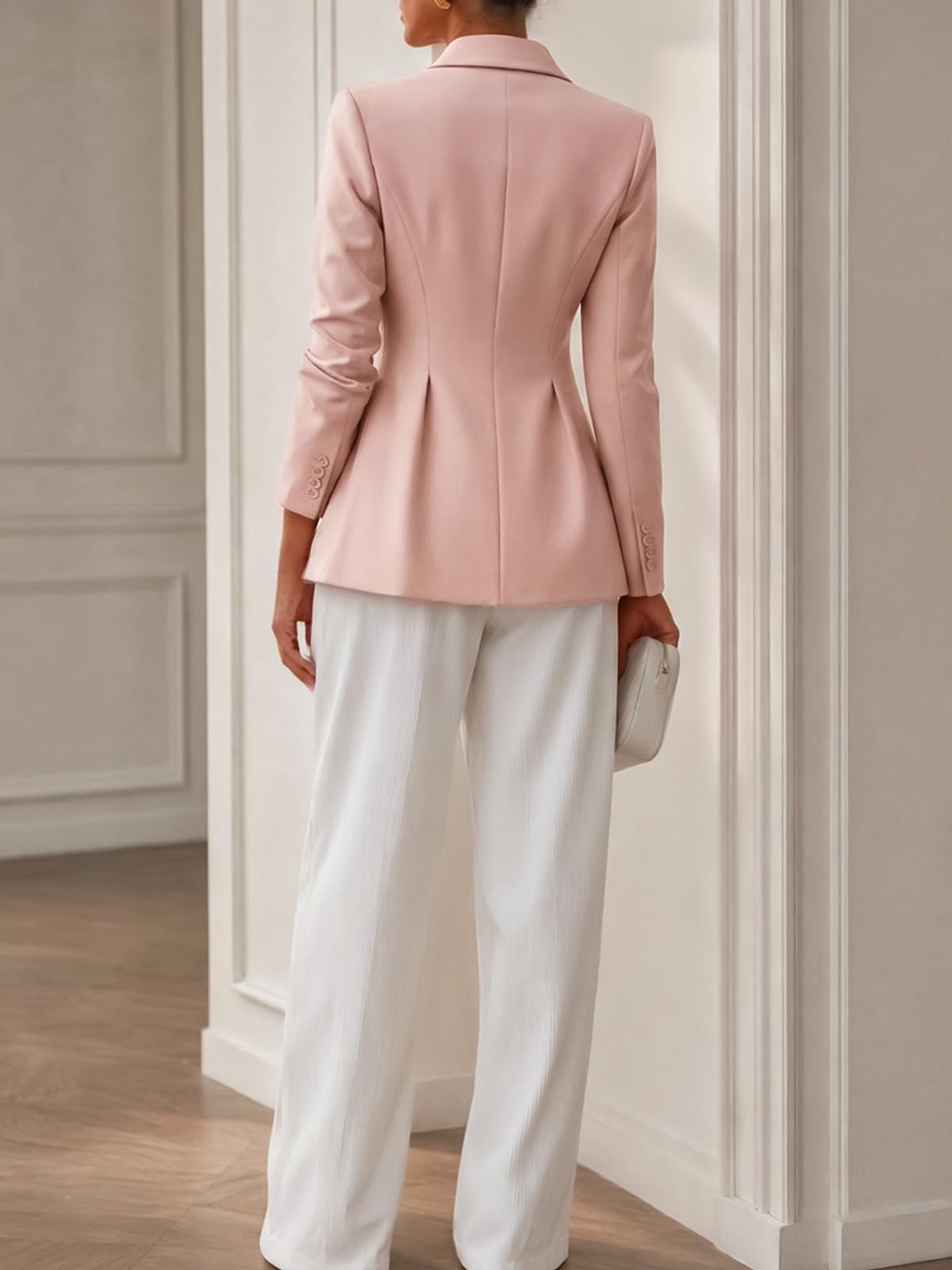 Cicy Bell Womens Business Casual Blazer Open Front Pleated Suit Jackets