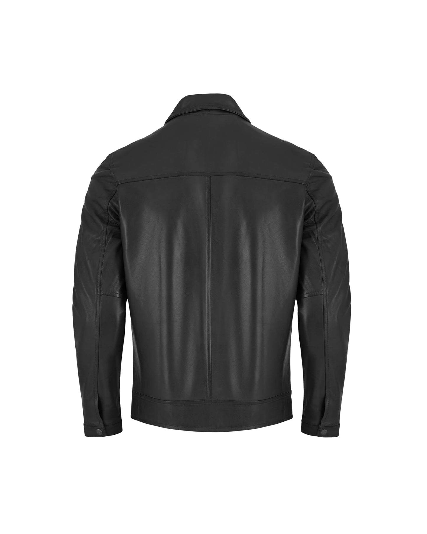 Leather Artist Classic Polo Collar Leather Jacket Men-Work Jackets Turndown Collar Business Casual (LA-Polo-Blk-M)