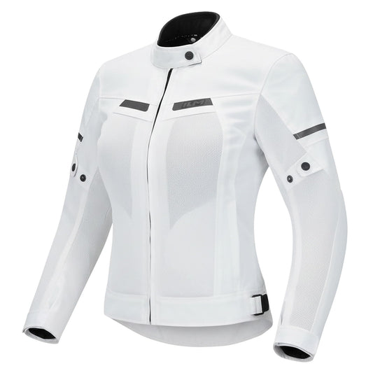 ILM Women Motorcycle Jacket with Armor CE Lightweight Moto Jacket with Detachable and Waterproof Mesh Liner All Season JM4 (White, M)