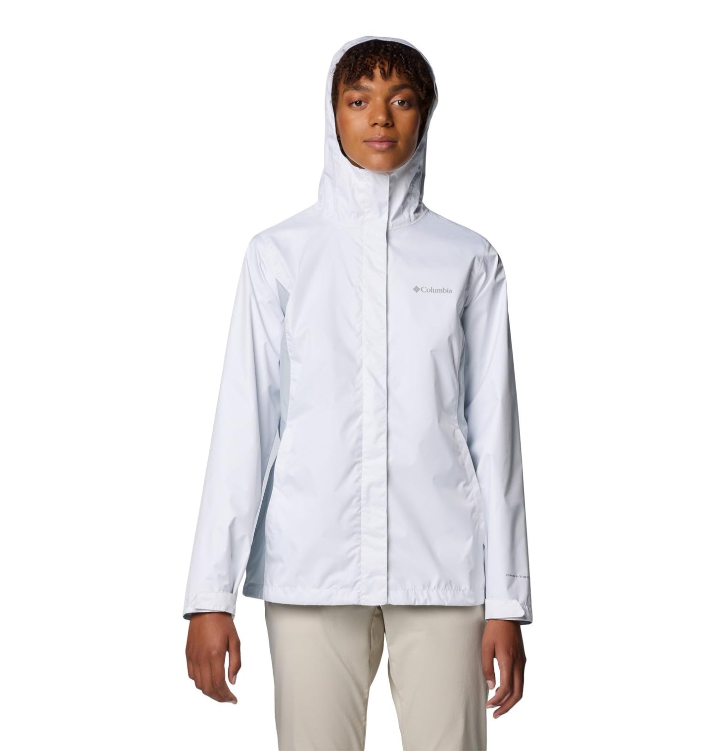 Columbia Womens Arcadia II Waterproof Rain Jacket, White/Cirrus Grey, Medium