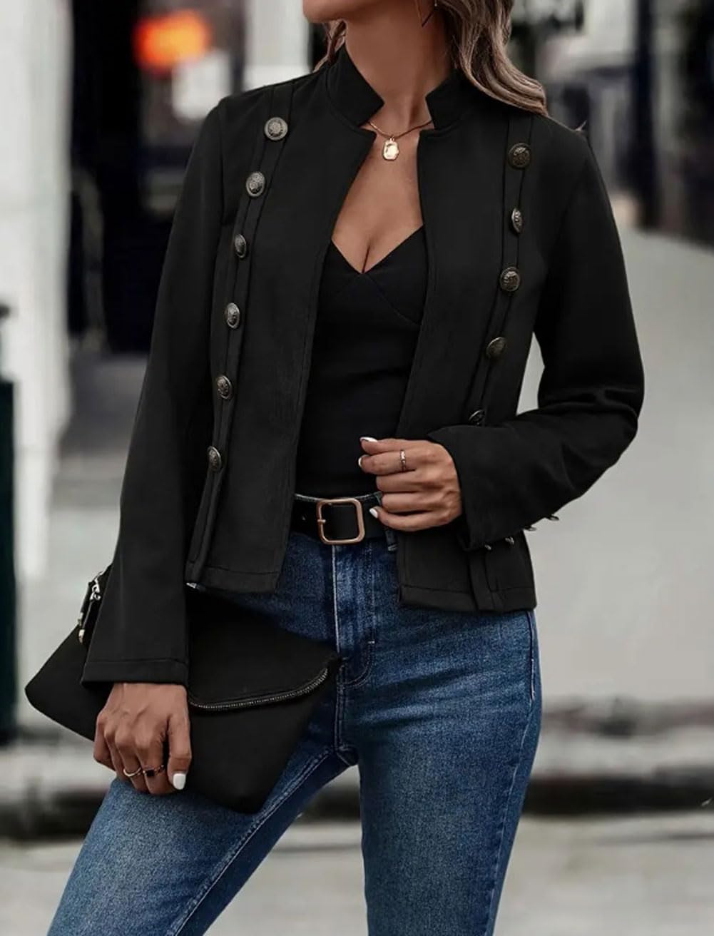 utcoco Women's Faux Suede Leather Jacket Casual Long Sleeve Blazer Jacket Coat 2025 Fall Outfits (Medium, Black)